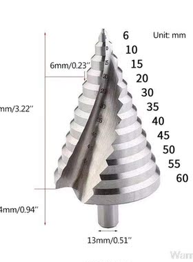 6-60mm High Speed Steel Spiral Grooved Reaming Step Cone Pag