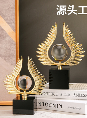 跨境轻奢水晶金属摆件高级感创意家用客厅礼品礼物装饰工艺品