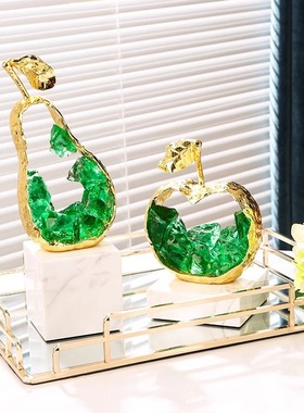 轻奢水果造型晶石装饰摆件家用家居电视柜酒柜苹果李子工艺品