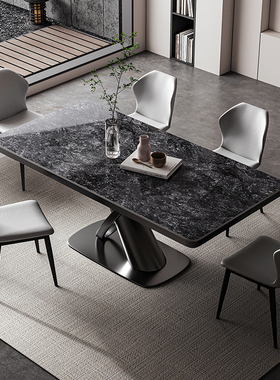 佛山依诺岩板餐桌长方形带电磁炉石墨烯加热烤火取暖菜饭桌椅组合