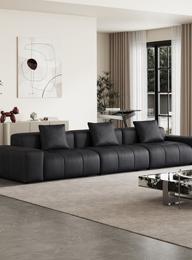 蒂梵拉saba像素沙发真皮客厅意式头层牛皮直排黑色现代简约佛山