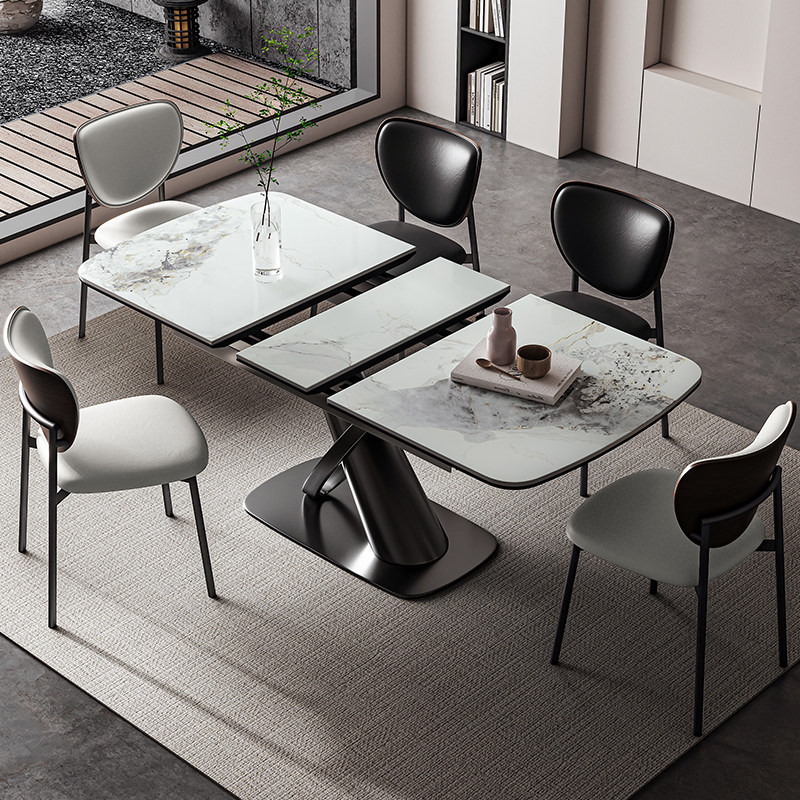 佛山意式极简岩板餐桌长方形可伸缩带电磁炉多功能高档轻奢饭桌,住宅家具,岩板餐桌,淘宝优惠券,粉丝福利购,淘宝优惠卷