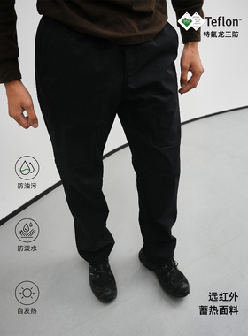 GTAL25AW美式休闲特氟龙自发热薄绒拼接剪裁休闲裤基础直筒长裤