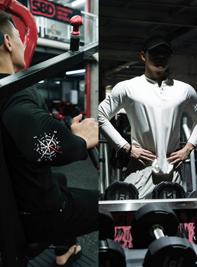 GTAL美式亨利领莱赛尔棉长袖经纬度刺绣训练衣户外T恤情侣长袖