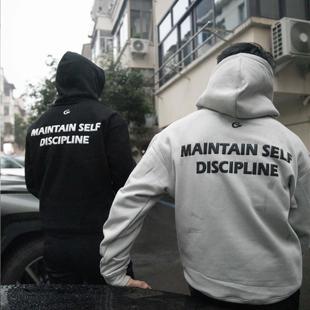 保暖帽衫 加绒连帽重磅挺阔上衣套头长袖 发泡印花卫衣春季 GTAL美式