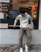 GTAL美式 复古连帽卫衣花灰色340g重磅男女春季 纯色宽松外套上衣