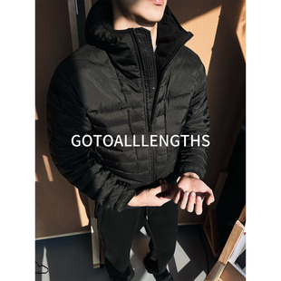 GTAL25AW新国标90白鸭绒美式 休闲连帽排骨羽绒服拼接纯色保暖外套