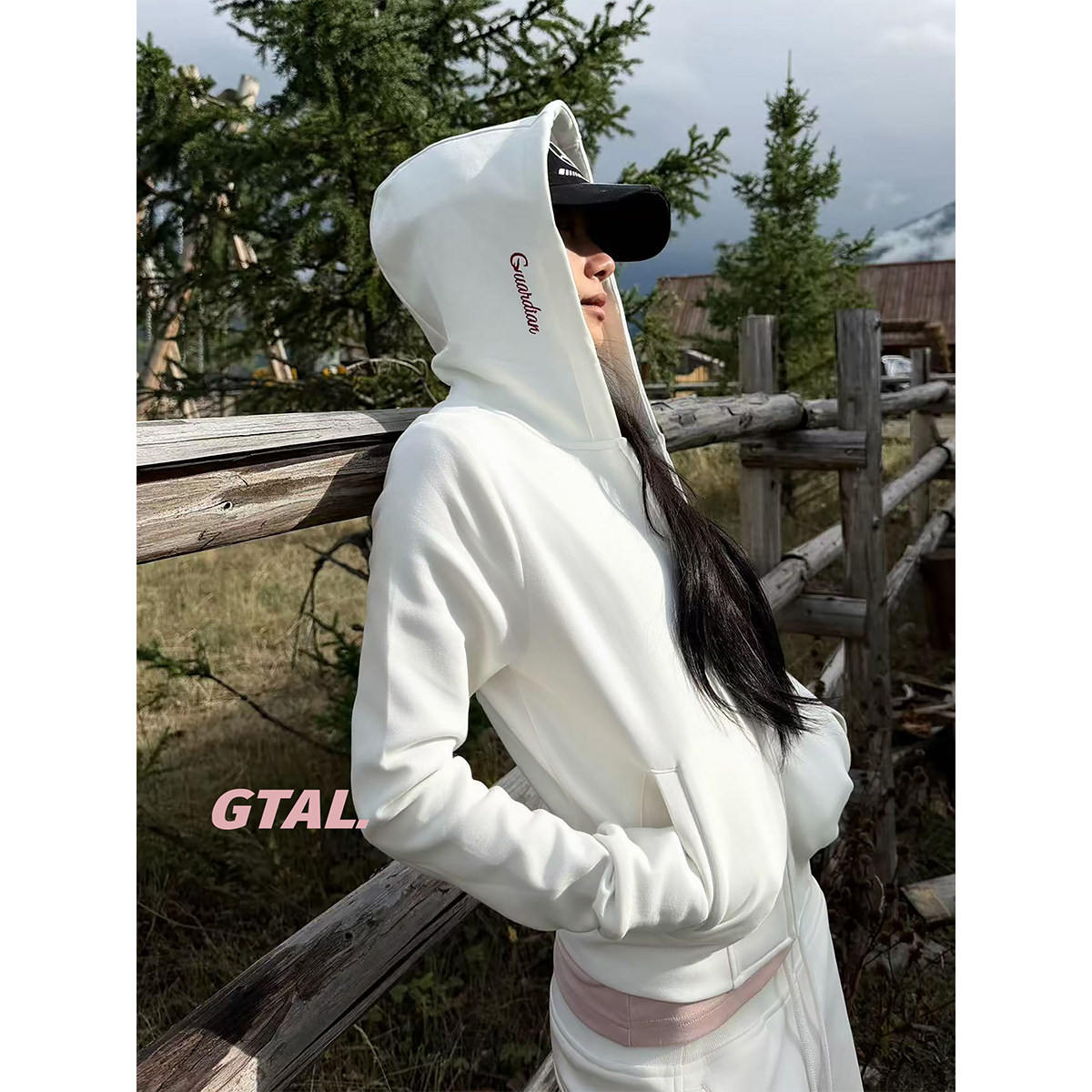 GTAL26FW美式女款『拳击手』连帽卫衣350g刺绣开衫通勤短款上衣