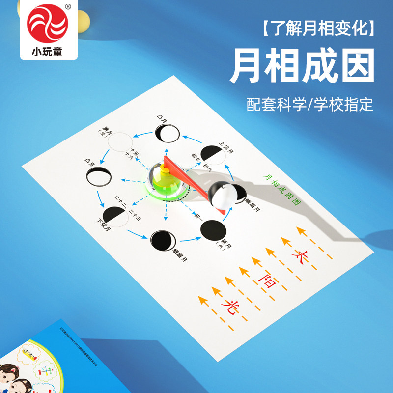 小学生科学实验stem玩教具儿童科技小制作小发明材料月相成因模型