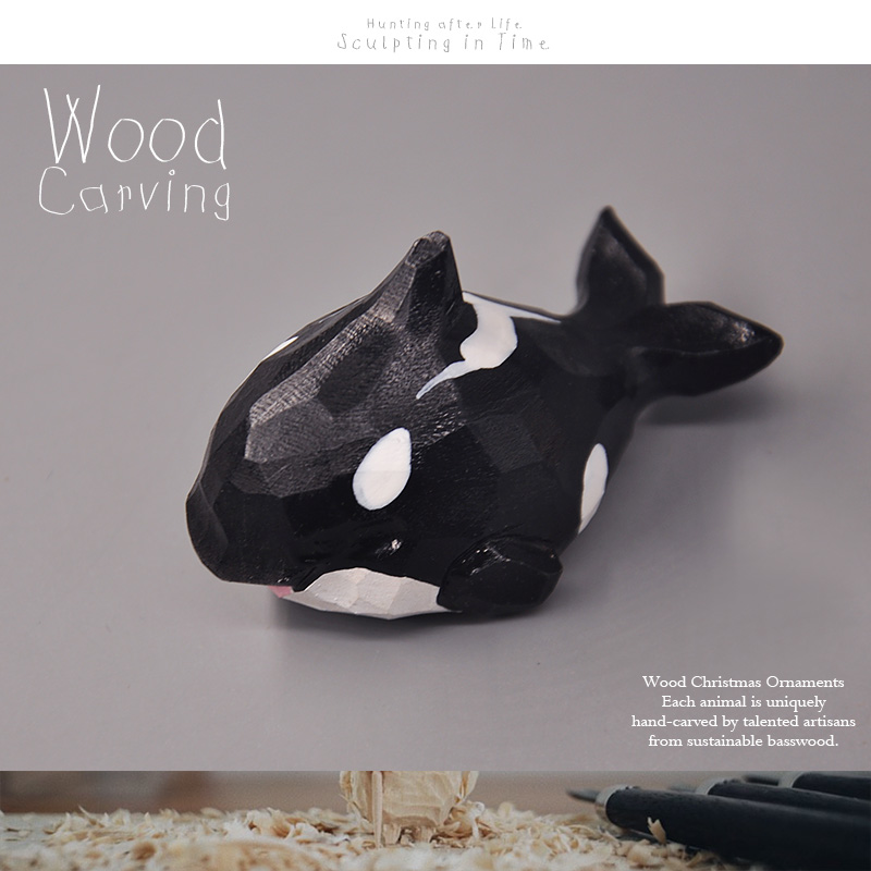 童德木雕圆滚滚动物大白鲨模型