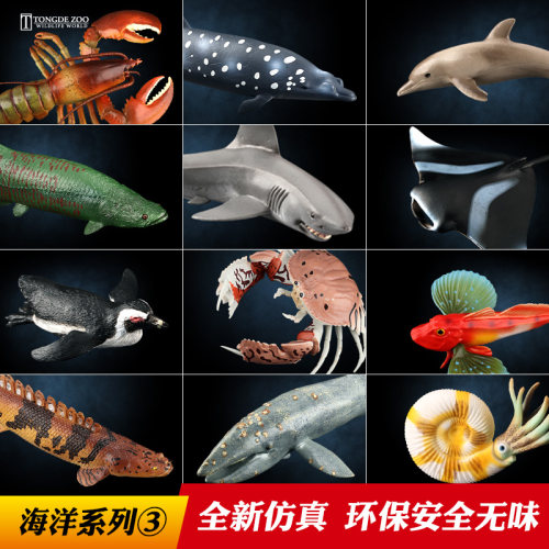 童德海洋动物模型玩具仿真生物摆件儿童益智鲨鱼鲸鱼海豚企鹅海龟 - 封面
