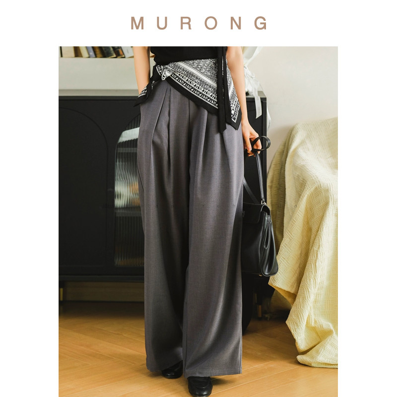 天丝羊毛纯色阔腿高腰西裤气质通勤设计感遮胯宽松显瘦直筒长裤女,女装/女士精品,西装裤/正装裤,淘宝优惠券,粉丝福利购,淘宝优惠卷