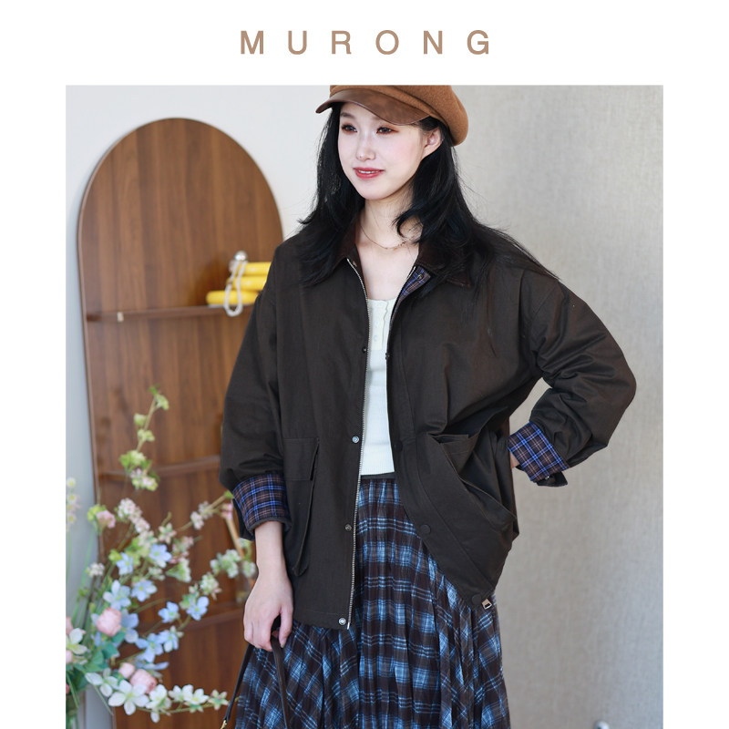 巴恩风高支新疆长绒棉工装外套美式复古翻领拉链夹克薄短款中性女,女装/女士精品,短外套,淘宝优惠券,粉丝福利购,淘宝优惠卷