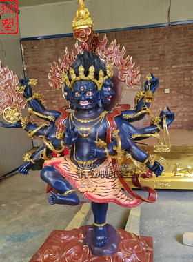 祥狮雕塑彩绘纯铜秽迹金刚佛像