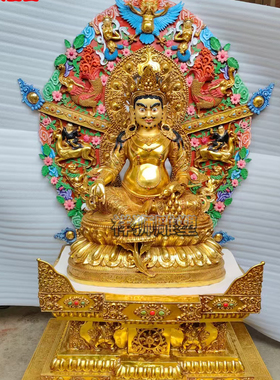 祥狮雕塑黄铜鎏金铸造黄财神佛像