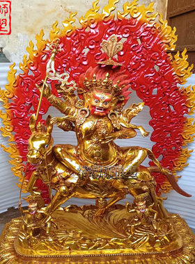 纯铜贴金吉祥天母佛像铸造大型