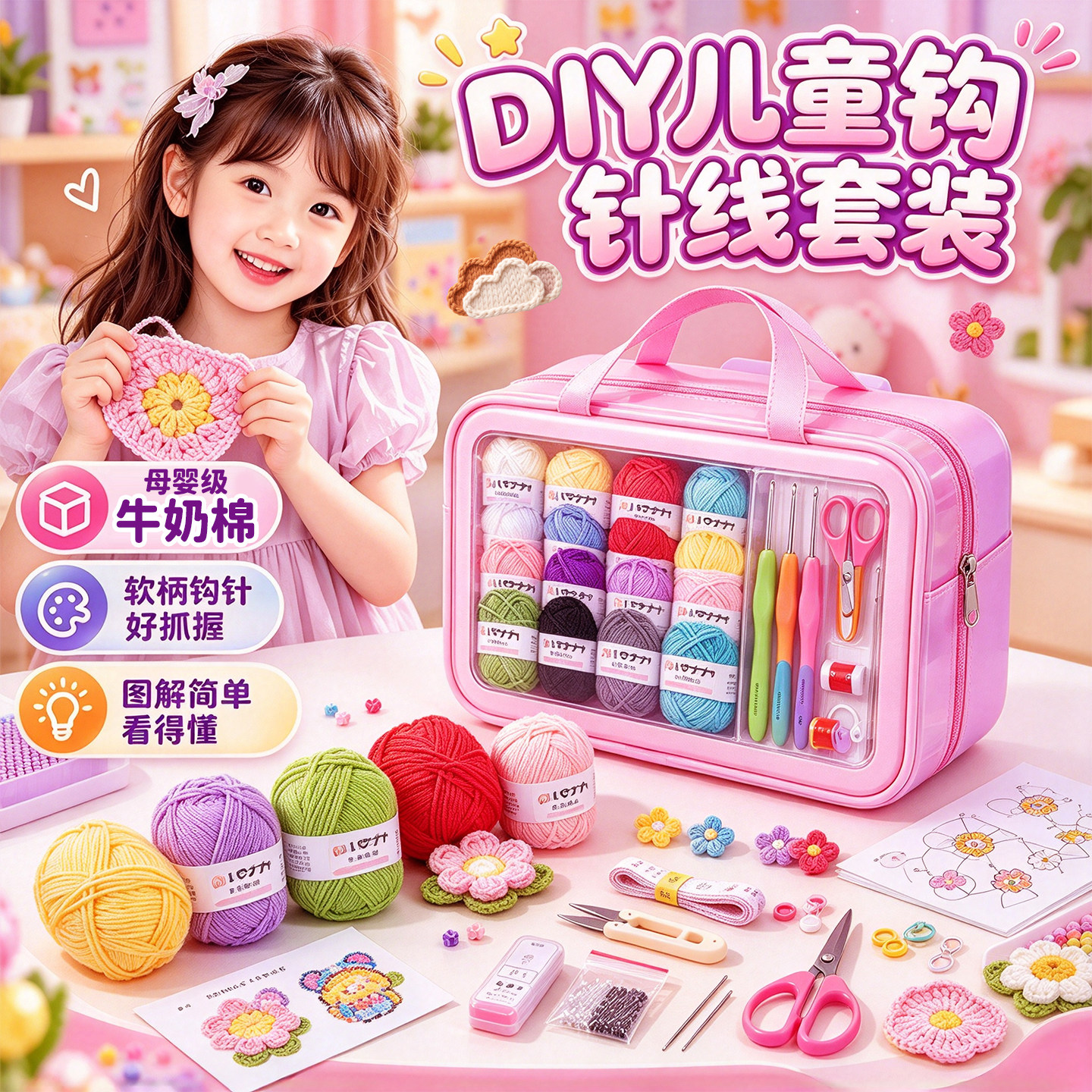 钩针编织材料包~软柄勾针