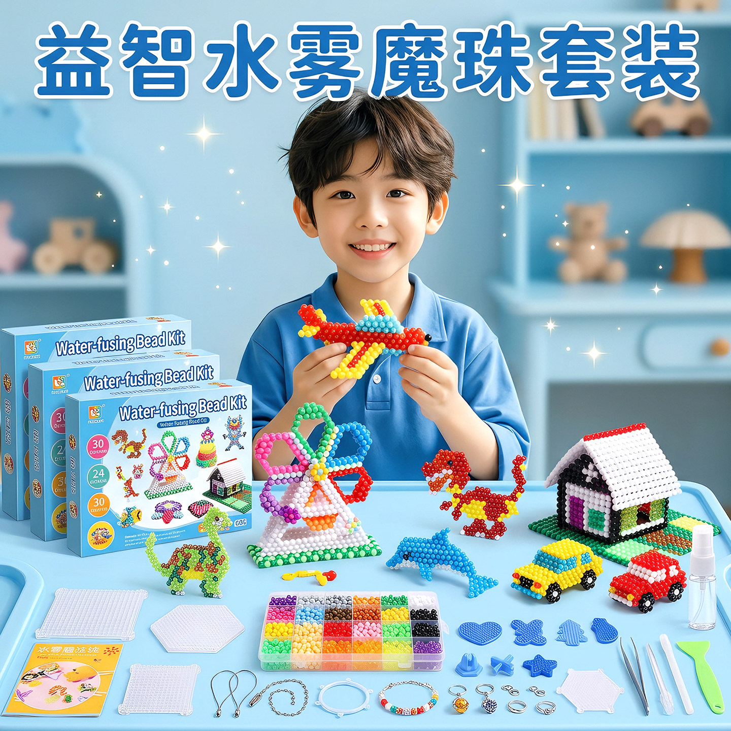 水雾魔珠套装免熨烫无毒拼豆