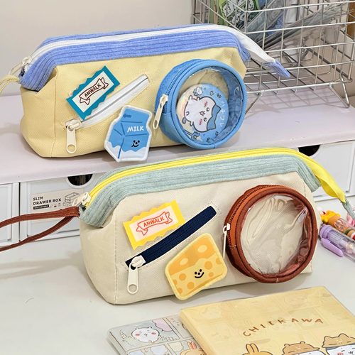 可爱食物笔袋魔术贴撞色拼接笔袋