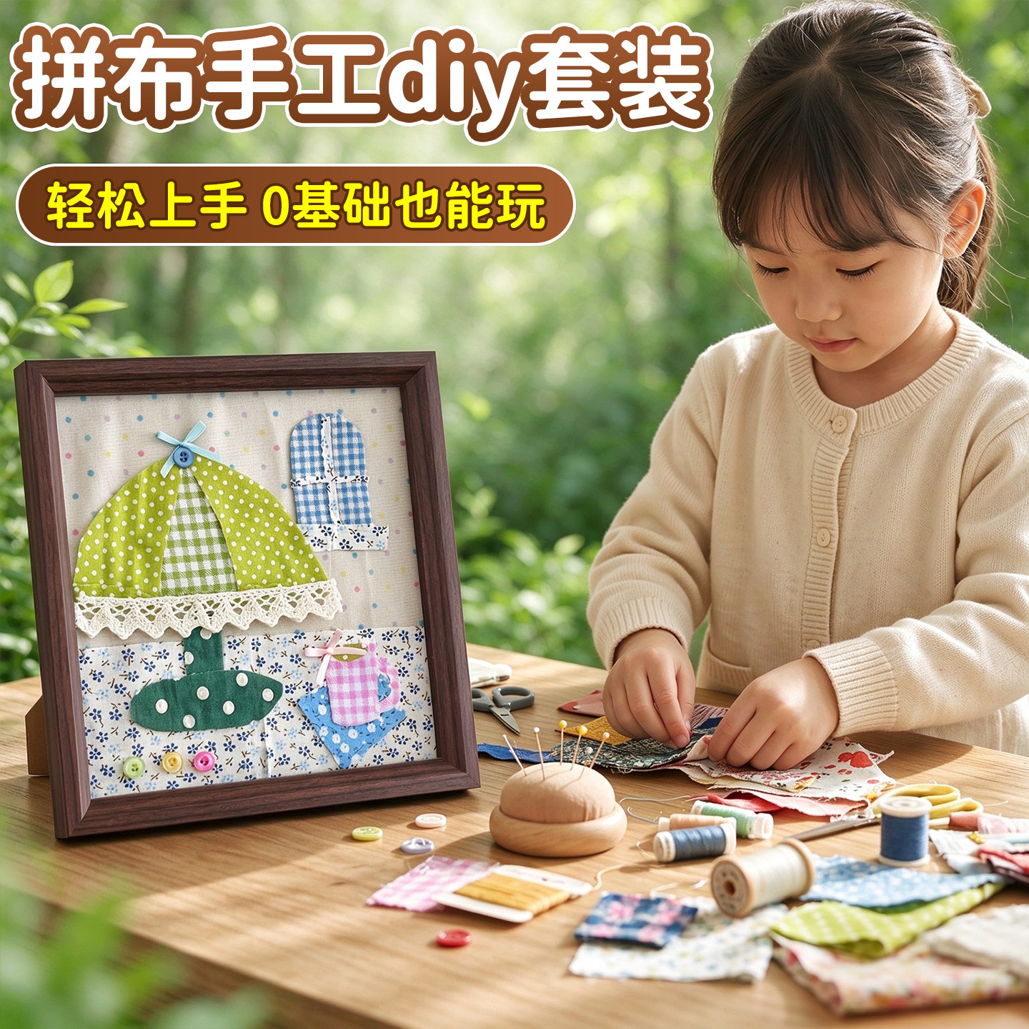 拼布画手工diy材料布料拼接相框