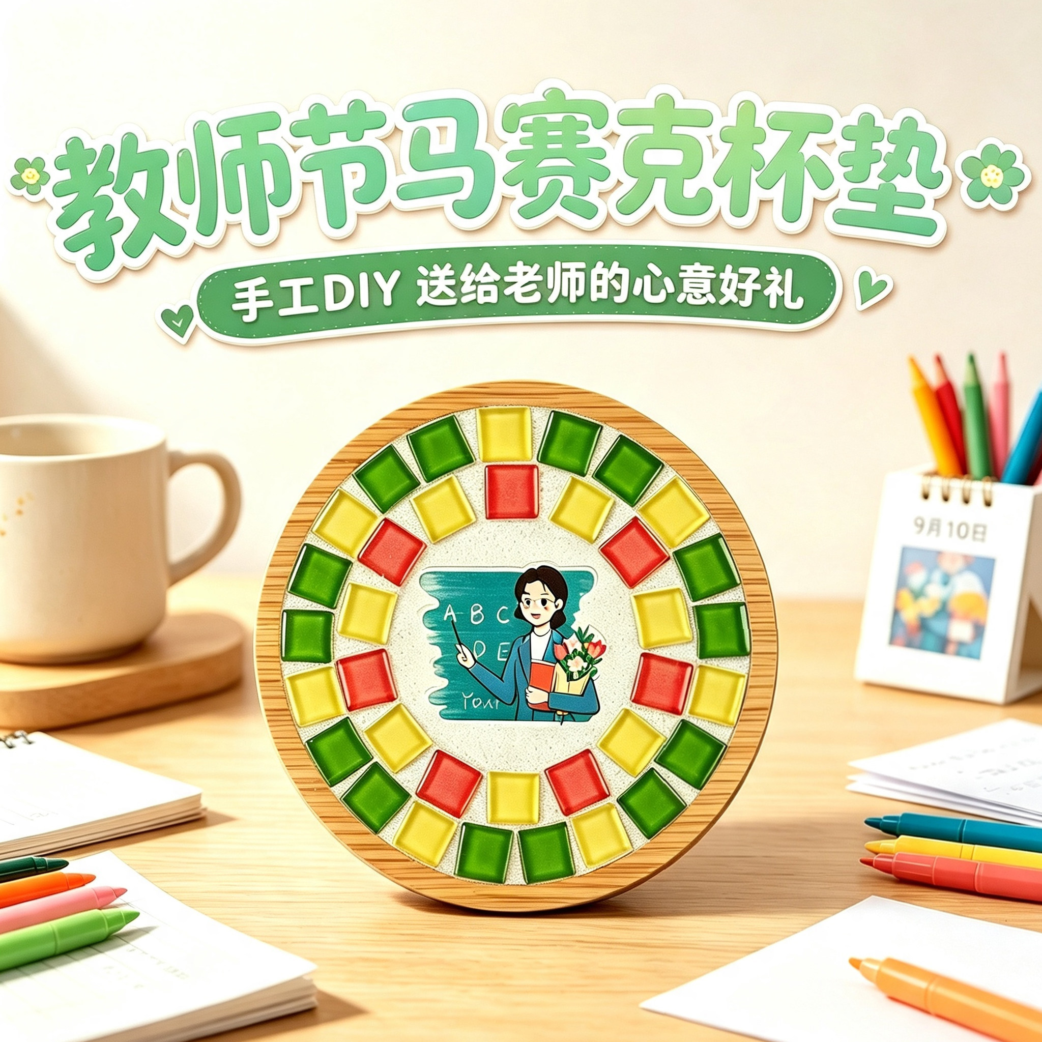 教师节礼物手工diy创意实用马赛克杯垫女老师材料包2026新款