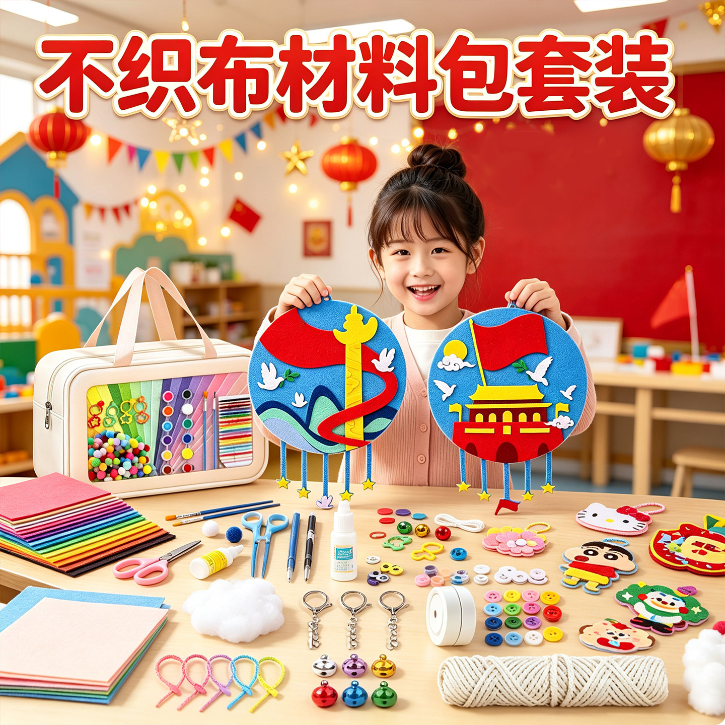 不织布手工diy材料包彩色毛毡布6