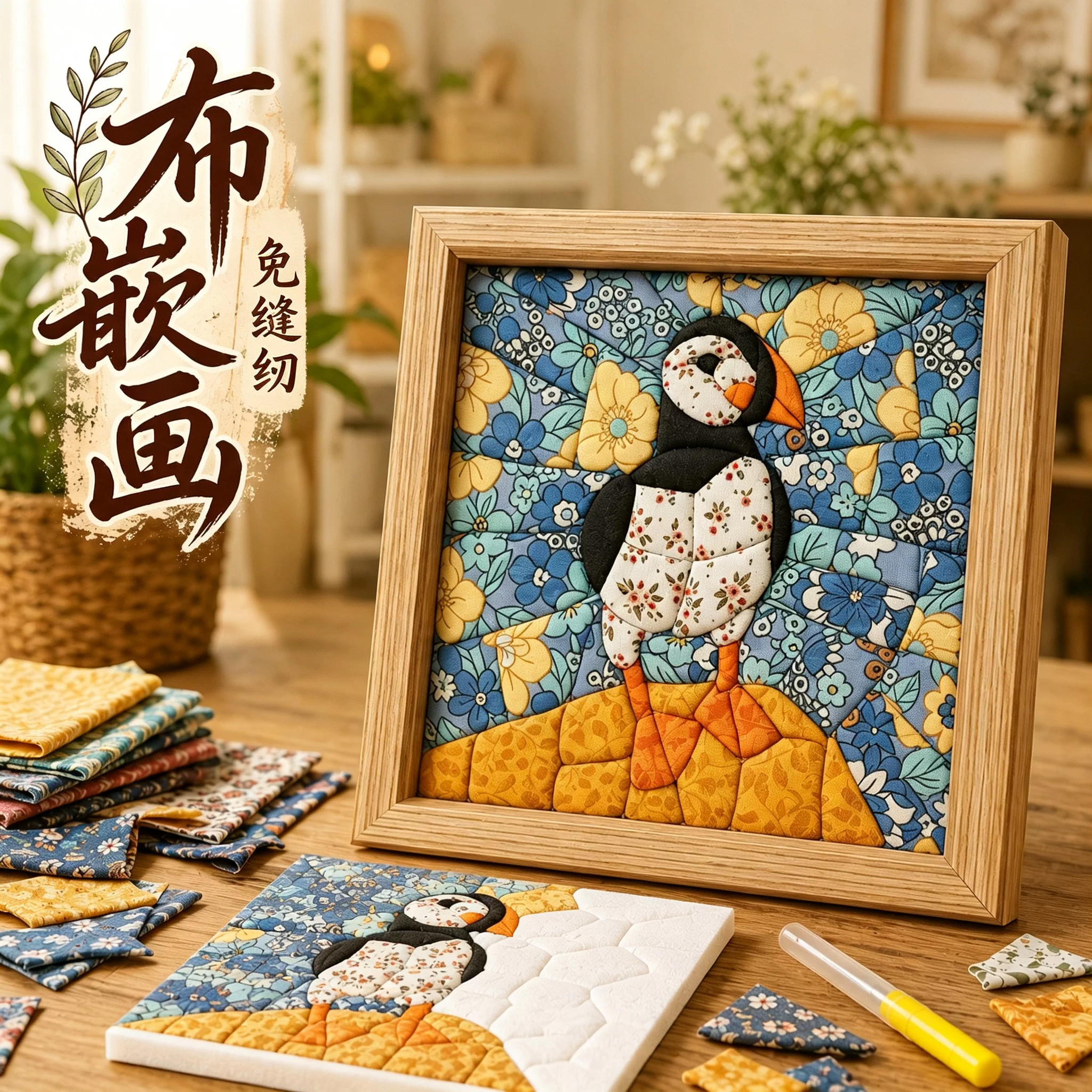 拼布相框布嵌画手工diy材料包