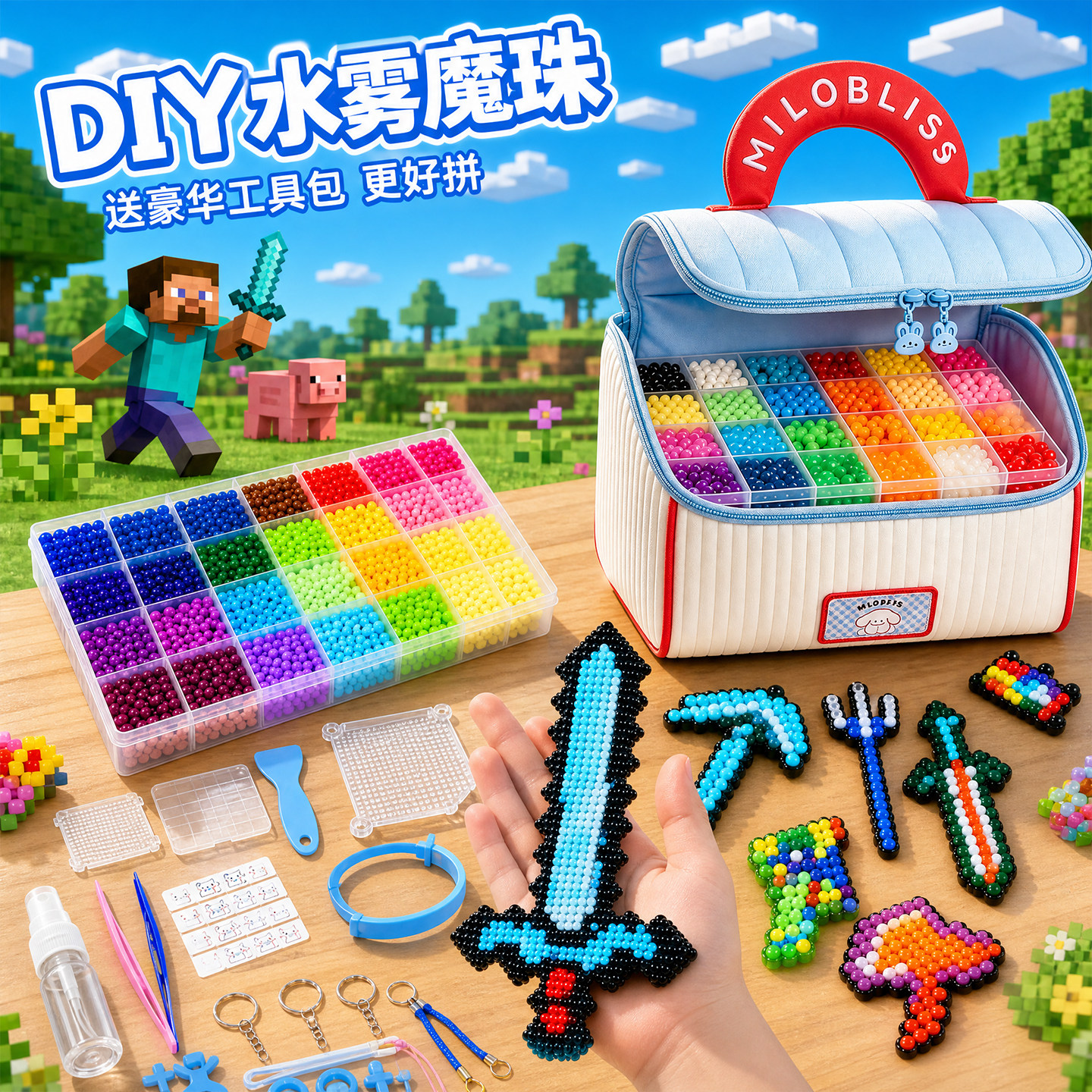 夜光水雾魔珠全套~拼豆豆手工diy