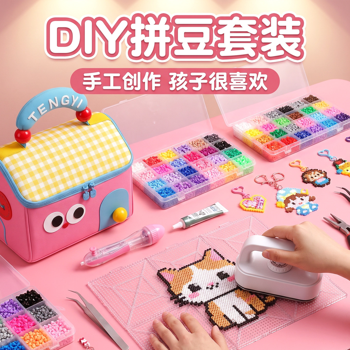 拼豆豆手工diy全套～礼盒正版