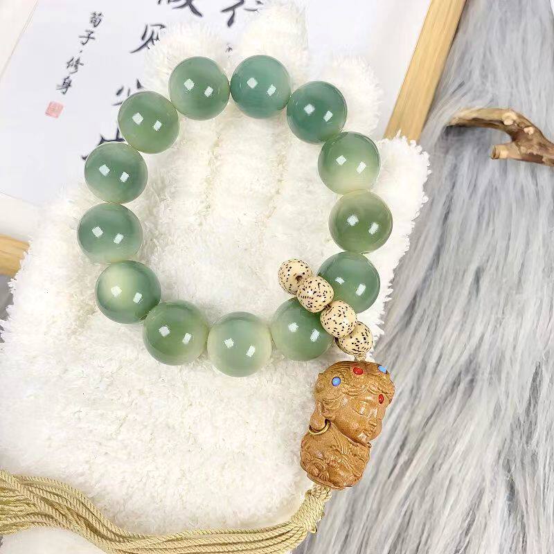 绿度母手串檀木念珠男女同款百搭
