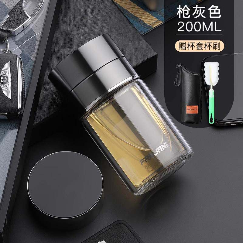 茶水分离杯防摔耐热男士个人专用泡茶叶水杯高档加厚双层玻璃杯子