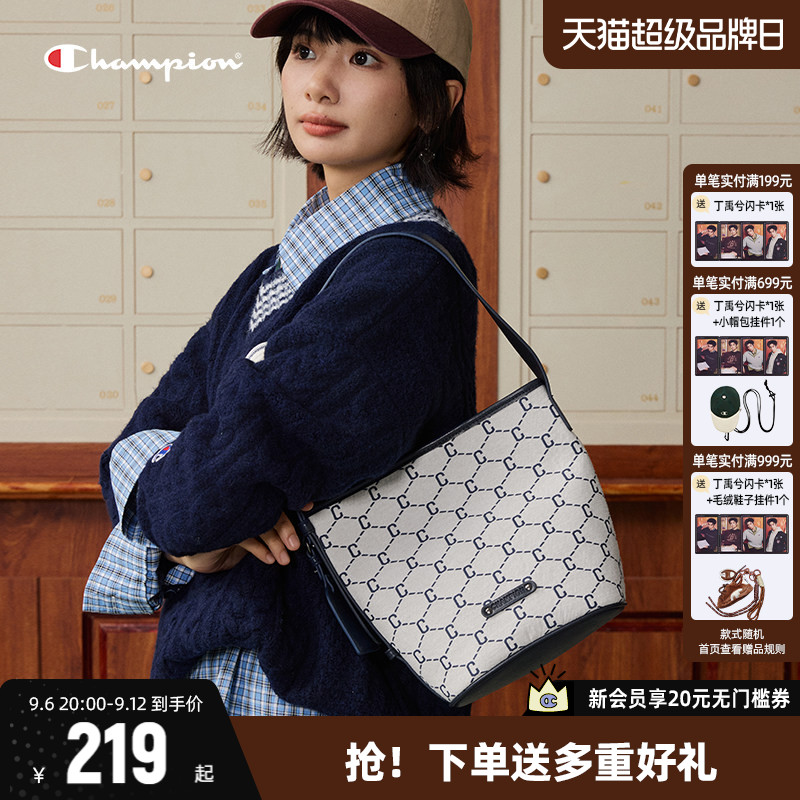 Champion冠军水桶包包单肩手提包2026春夏新款女通勤钻C发财桶