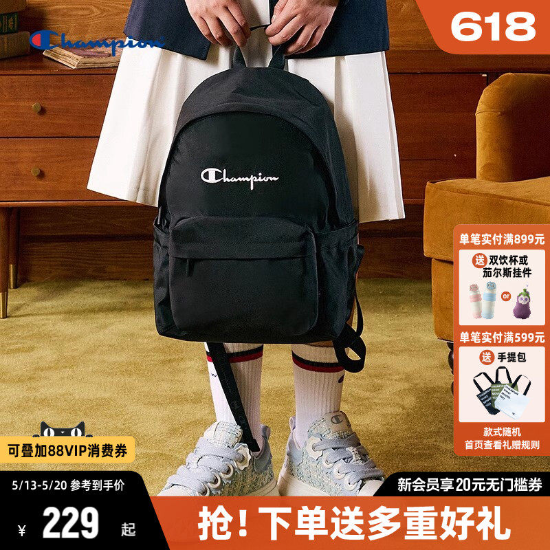 Champion冠军双肩包女夏季新款书包初中生帆布包双肩背包男学