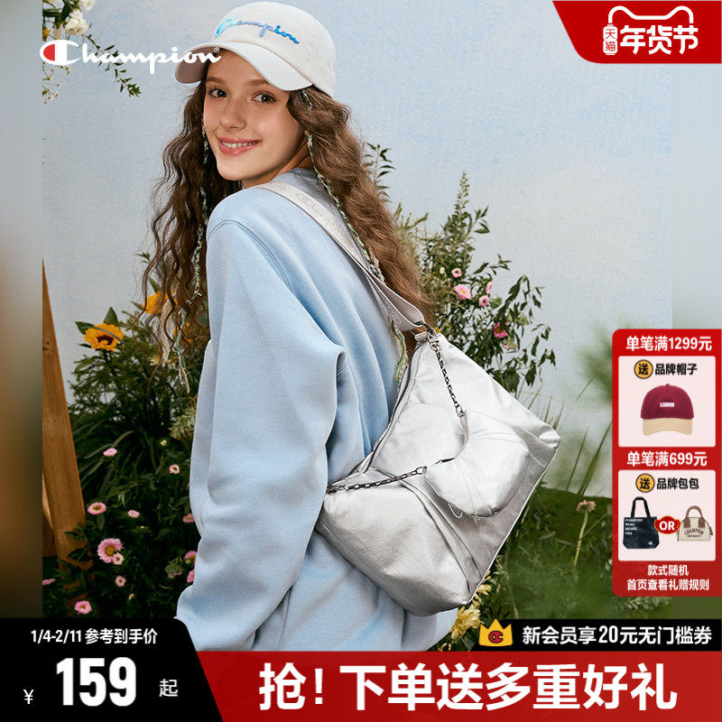 Champion冠军斜挎包女2025冬季新款单肩包幸运饼干包包帆布包斜挎