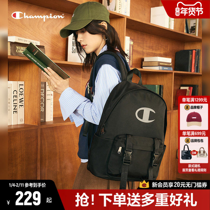 Champion冠军双肩包女2025年冬季书包初中生高中生男帆布包大容量