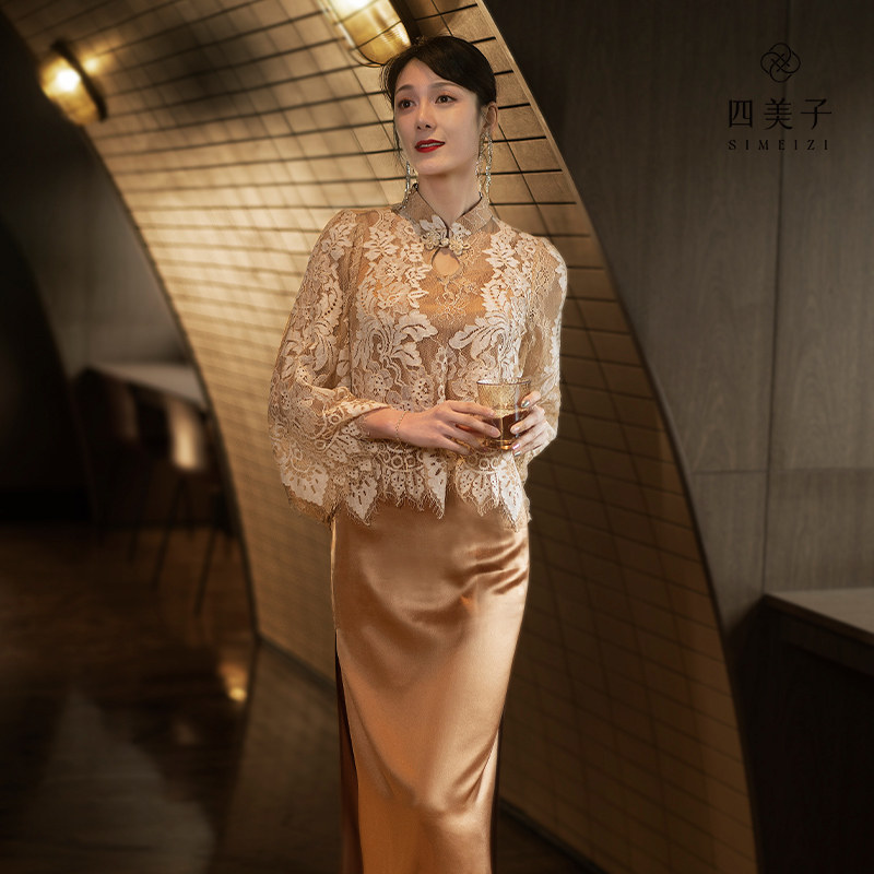 四美子春秋香槟金色吊带连衣裙女2023金缕梦敬酒服旗袍改良两件套怎么样,好用不?