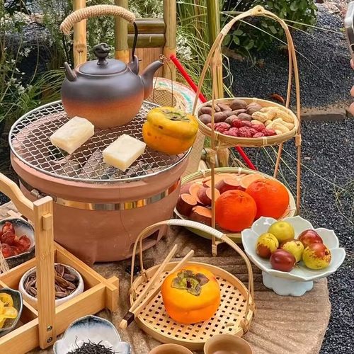 户外配件围炉煮茶场景布置果盘