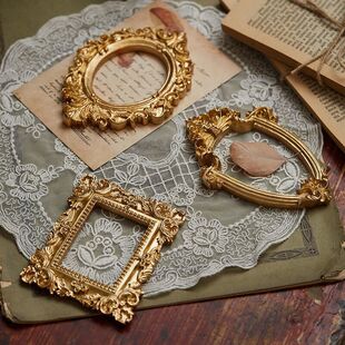 欧式复古浮雕金色相框饰品耳钉项链珠宝定位展示拍照摄影道具