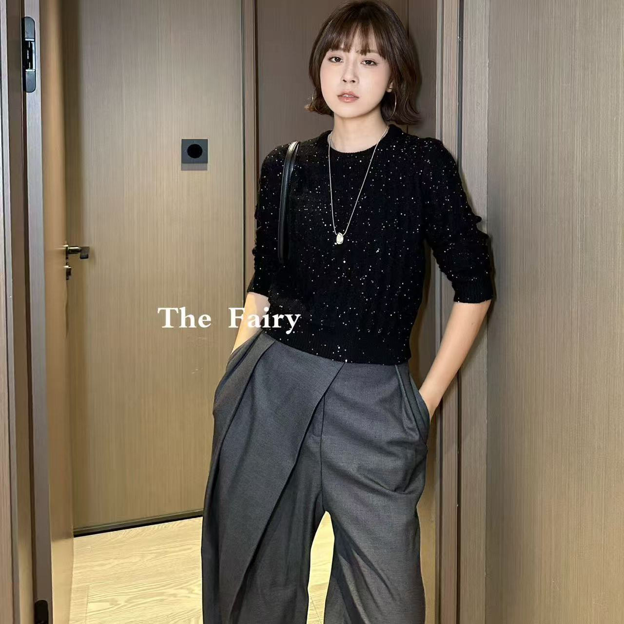 重工亮片羊毛针织套头衫女2025年冬季新款短毛衣宽松休闲热销潮