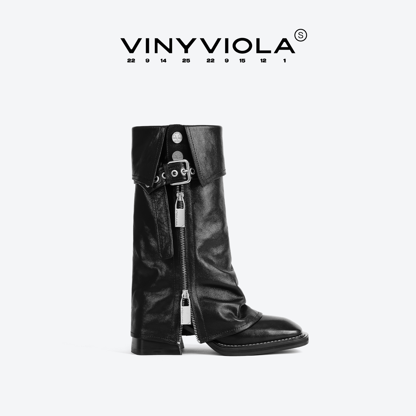 【AESPA吉赛尔同款】VINYVIOLA维尼维拉S线西服翻边领带时装靴