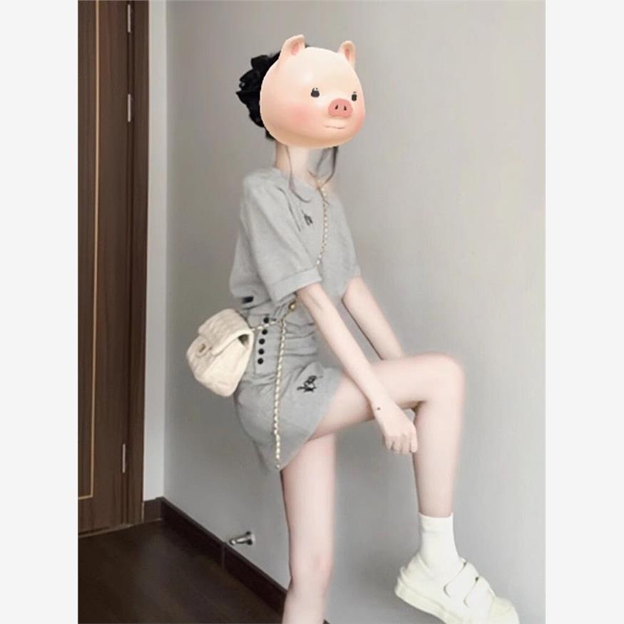 运动套装女夏季学生韩版宽松时尚网红韩系穿搭短袖短裙休闲两件套