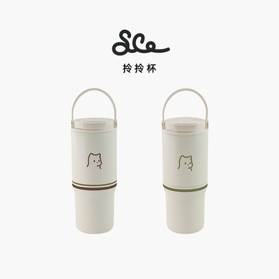 素生家居拎拎吸管杯316不锈钢保温杯750ml大容量水杯女生保冷杯