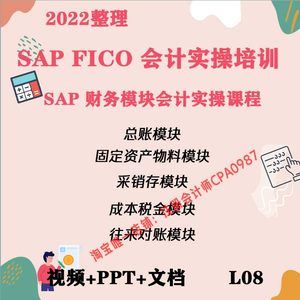 SAP系统财务会计培训实操视频教程FICO完整模块操作手册L08