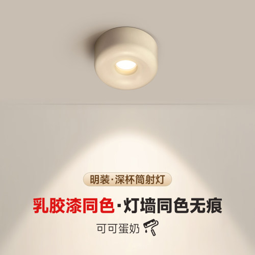 可可蛋奶明装射灯乳胶漆同色筒灯