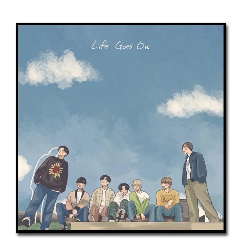 bts动漫版金泰亨diy数字油画防弹少年团周边填色油彩画卧室装饰画