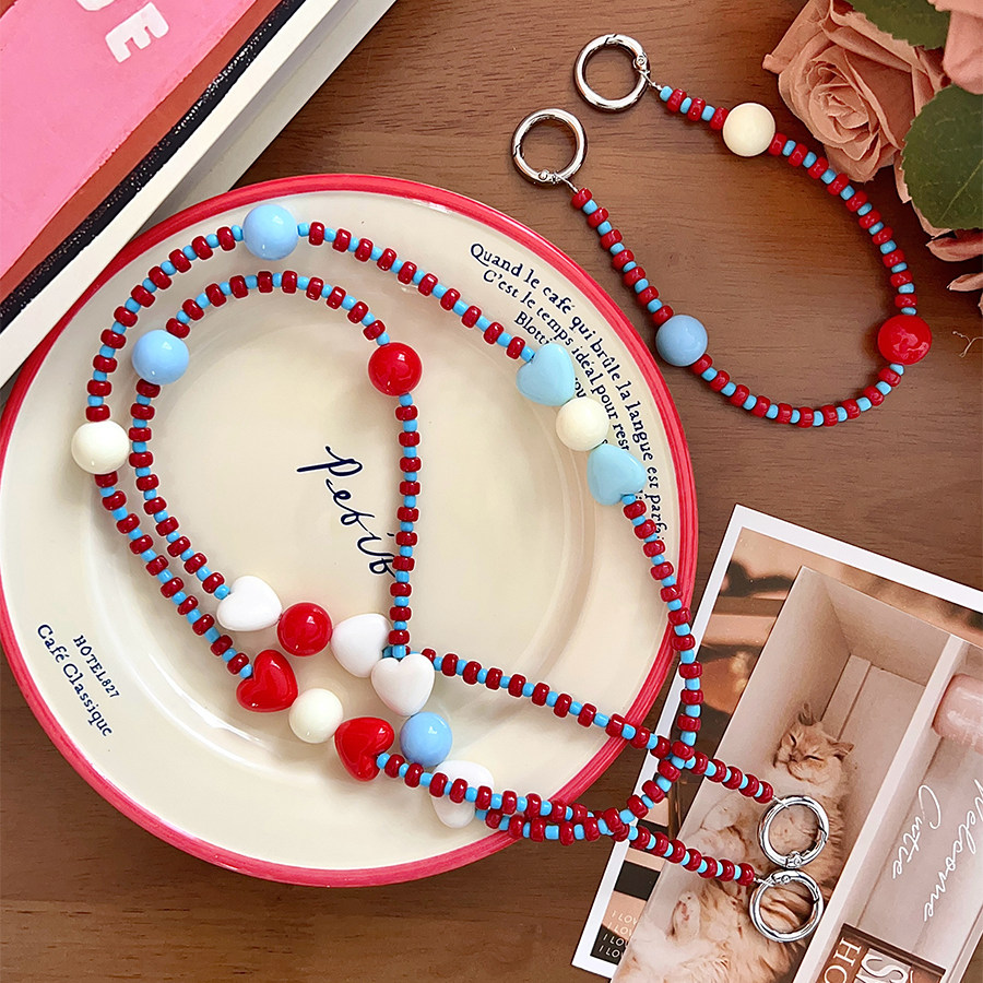 原创手提手机挂绳双扣款游防丢神器结实耐用珠子链条手提斜跨小众