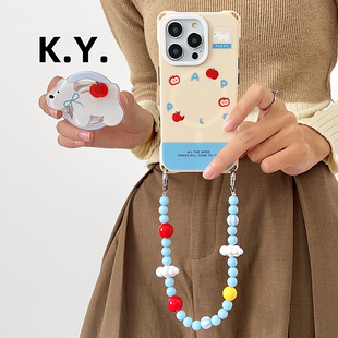 小白狗磁吸支架手机壳带挂绳适用于苹果16PROMAX华为mate60PRO手腕斜挎NOVA14U四角开孔FINDX8U硬壳女