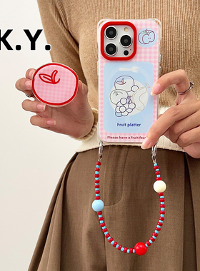 新款苹果16PRO磁吸手机壳适用于华为mate70/60斜挎背带iPhone17PM格纹苹果磁吸支架保护套小米15ULTRA手腕带