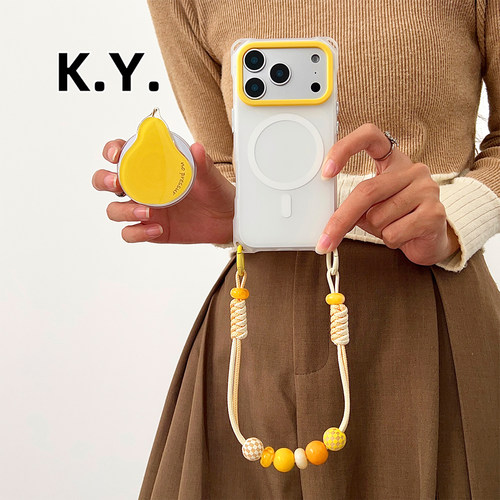 黄梨磁吸支架手机壳带挂绳适用于苹果16PRO华为mate80pro背带斜挎iphone17promax四角开孔OPPOFINDX8ULTRA