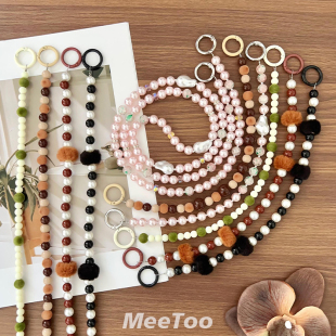 ins手机珠链挂绳斜挎手提可拆卸双扣挂链结实手工串珠链时尚 百搭